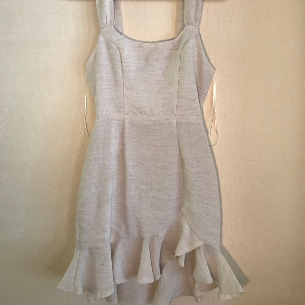 Fitted Cream Dress with ruffle